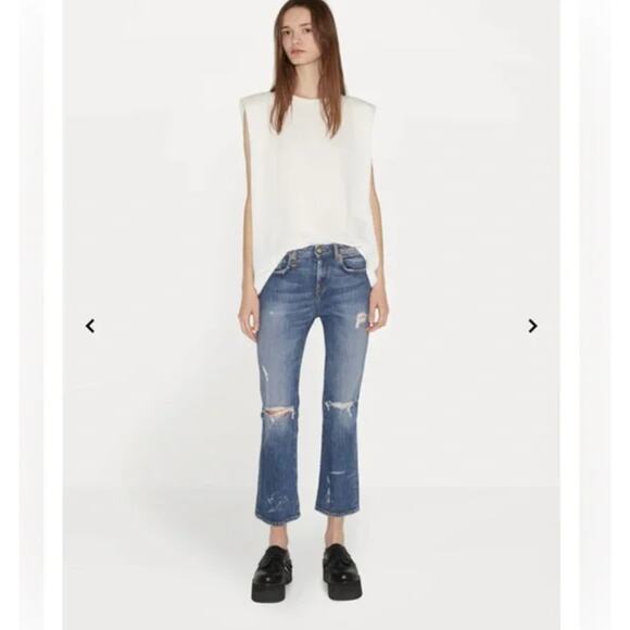 Women's R13 Kick Fit Flare Cropped Jean in Westbourne Wash Size 29 - Picture 1 of 5